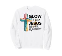 Cristiano Glow per Gesù Lascia Che la Tua Luce risplenda Fede Croce Felpa