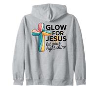 Cristiano Glow per Gesù Lascia Che la Tua Luce risplenda Fede Croce Felpa con Cappuccio