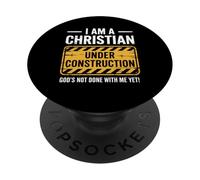 Cristiano in costruzione Dio non ancora fatto divertimento spirituale PopSockets PopGrip Adesivo