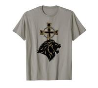 Cristiano Leone di Giuda Croce Corona E Spine Fede Maglietta