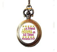 Cristiano Orologio Da Tasca Collana Bibbia Verso Proverbi 17:17 Un Amico Ama in Tutti I Tempi Gioielli Scrittura Citazione Gioielli