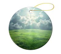 Cristiano Religioso Croce Luce di Dio Albero di Natale Appeso Pendente Rotondo Ceramica Ornamenti di Natale per la Casa Festa Decor 2 Pz