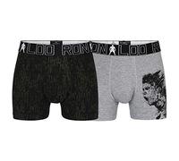 Cristiano Ronaldo CR7 CR7 Boys Cotton Fashion Trunks Two Pack Bermuda, Grigio/Nero Stampa, 7-9 Anni Bambino