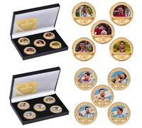 Cristiano Ronaldo / Lionel Messi x5 Placcato Oro Completo Moneta Box Set / Nota