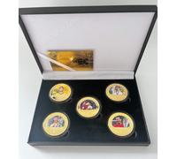 Cristiano Ronaldo / Lionel Messi x5 Placcato Oro Completo Moneta Box Set / Nota