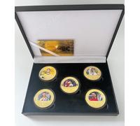 Cristiano Ronaldo / Lionel Messi x5 Placcato Oro Completo Moneta Box Set / Nota