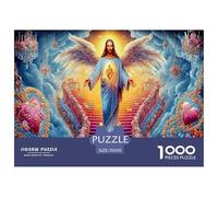 Cristo Celeste 1000 pezzi per tutta la famiglia: Gesù con cuore sulle scale per donne, regali per uomini e adulti 70x50 cm/1000 pezzi