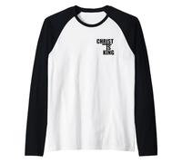 Cristo È Il RE Gesù È Il RE CROCIFISSO Croce Maglia con Maniche Raglan