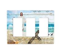 Cristo Gesù Croce 3 Gang Triple Rocker/Decora Interruttore Luce Parete Piastra Frontale Elettrico Decorativo Per Bagno Casa Soggiorno Camera Da Letto Decor Senza Viti 16,7 cm x 4,65 cm