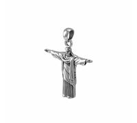 Cristo Il Redentore 3D Ciondolo Croce 925 Argento Sterling Sottile Religioso,