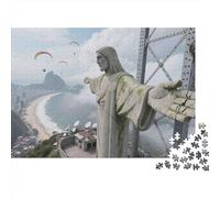 Cristo Redentore 1000 Pezzi Puzzle Monaco Montagna Fiume in Cartone Riciclato Set Antistress Relax Decorazione Murale e Regalo Regalo Anniversario 70x50cm/1000pcs