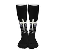 Cristo risorto con croce e ali_nobg Calze a compressione per donna e uomo, calze alte per corsa e viaggio Calze a compressione per uomo e donna, modello a gambaletto alto, ideali per la corsa e i via