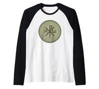 Cristogramma Chi-Rho Gesù Cristo XP Cristiano Ortodosso Maglia con Maniche Raglan