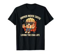 Critico di Film Non pagato Divertente CNA Infermiera Vita Popcorn Arte Maglietta