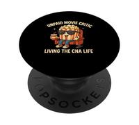 Critico di film non pagato divertente CNA infermiera vita popcorn arte PopSockets PopGrip Adesivo