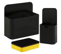 Criveple 2 pezzi Portapenne Magnetico, Porta Pennarelli Magnetici con cancellino magnetico, Supporto per Pennarelli, per Lavagna Bianca, Frigorifero, Superficie in Metallo, Nero