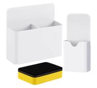 Criveple 2 pezzi Portapenne Magnetico, Porta Pennarelli Magnetici con cancellino magnetico, Supporto per Pennarelli, per Lavagna Bianca, Frigorifero, Superficie in Metallo, Bianco