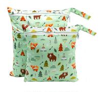 Criveple 2 Pezzi Wetbag Pannolini Riutilizzabile, Wetbag Borsa per Pannolini Lavabili, Wet Bag Borsa Wetbag Pannolini con Doppia Cerniera, Bambino Bag per Viaggi Spiaggia Piscina Gym (Verde)
