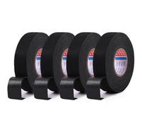 Criveple 4 Pezzi Nastro Adesivo Isolante Nero per Auto, Tessile Autoadesivo, Industriale, in Tessuto per Motocicletta, Auto e Cablaggi, Elettricisti (19 mm x 15 m)