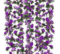 Criveple 6 Pezzi da 49FT Artificiale Ghirlanda di Fiori Rosa Viti Fiori di Seta Appesa Rattan Ghirlanda All'aperto Decorazione Per Arco di nozze Camera da Letto Casa Giardino Decorazione (Viola)