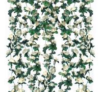 Criveple 6 Pezzi da 49FT Artificiale Ghirlanda di Fiori Rosa Viti Fiori di Seta Appesa Rattan Ghirlanda All'aperto Decorazione Per Arco di nozze Camera da Letto Casa Giardino Decorazione (Bianco)