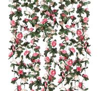 Criveple 6 Pezzi da 49FT Artificiale Ghirlanda di Fiori Rosa Viti Fiori di Seta Appesa Rattan Ghirlanda All'aperto Decorazione Per Arco di nozze Camera da Letto Casa Giardino Decorazione (Rosa)