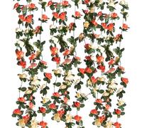 Criveple 6 Pezzi da 49FT Artificiale Ghirlanda di Fiori Rosa Viti Fiori di Seta Appesa Rattan Ghirlanda All'aperto Decorazione Per Arco di nozze Camera da Letto Casa Giardino Decorazione (Champagne)