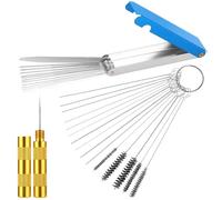 Criveple Utensile per Pulizia Carburatore Carb, 13 Set di Pulizia + 10 Aghi per la Pulizia+5 spazzole in Nylon+1 mandrino affilato, per Moto, ATV, Ciclomotore, Saldatore, Motosega