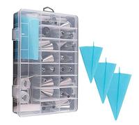 CRIVERS Confezione da 39 tubetti Custodia. Include Punte, beccucci Grandi, accoppiatori, Sacchetti da Pasticceria in Silicone, Unghie Floreali, glassa Liscia, Acciaio Inossidabile, 2