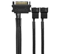 CRJ - Cavo adattatore di alimentazione SATA a 2 PC da 15 pin, 30 cm, con guaina nera, per alimentare fino a due ventole di raffreddamento per computer a 3 e 4 pin da un connettore di alimentazione