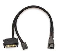 CRJ - Cavo adattatore per ventola PC ad alta potenza SATA a 15 pin, 25 cm, manicotto nero, adattatore di alimentazione ad alta corrente da 12 V da un connettore SATA ATX a 15 pin per ventole per
