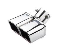 CRJIMX 1 Pezzo General Singola/Doppia Entrata Quadrata Tubo Scarico Acciaio Inox 63mm/2.5'' Gola Modifica Terminale(Argento,Doppio tubo)