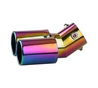 CRJIMX 1 Terminale Di Scarico Universale Per Auto Da 63 Mm Con Doppia Uscita Finiture Nere E Argento Accessori Per Esterni Auto(Colorato,Curvo)