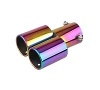 CRJIMX 1 Terminale Di Scarico Universale Per Auto Da 63 Mm Con Doppia Uscita Finiture Nere E Argento Accessori Per Esterni Auto(Colorato,Dritto)
