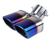 CRJIMX 63mm/2.48" General Auto Scappamento Quadrato Doppia Uscita Tubo Silenziatore Blu/Argento Acciaio Inox Tuning(Blu,Curvo)