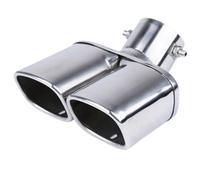 CRJIMX 63mm/2.48" General Auto Scappamento Quadrato Doppia Uscita Tubo Silenziatore Blu/Argento Acciaio Inox Tuning(Argento,Curvo)