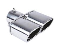 CRJIMX 63mm/2.48" General Auto Scappamento Quadrato Doppia Uscita Tubo Silenziatore Blu/Argento Acciaio Inox Tuning(Argento,Dritto)