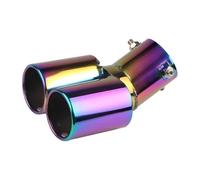 CRJIMX 63MM 2.5" Ingresso Auto Terminale Scarico Doppio Tubo Acciaio Inox Modificato Rivestimento Posteriore Per La Maggior Parte Delle Auto(Multicolore,Curvo)