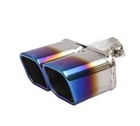 CRJIMX 76mm General Auto Muffler Silenziatore Doppia Uscita Terminale Di Scarico Auto Acciaio Inossidabile Bordo Arrotolato Inclinato Blu/Argento Anti-resistenza R(Blu,Dritto)