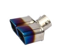 CRJIMX 76mm General Auto Muffler Silenziatore Doppia Uscita Terminale Di Scarico Auto Acciaio Inossidabile Bordo Arrotolato Inclinato Blu/Argento Anti-resistenza R(Blu,Curvo)