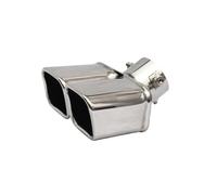 CRJIMX 76mm General Auto Muffler Silenziatore Doppia Uscita Terminale Di Scarico Auto Acciaio Inossidabile Bordo Arrotolato Inclinato Blu/Argento Anti-resistenza R(Argento,Curvo)