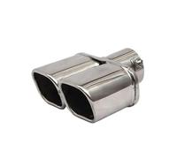 CRJIMX 76mm General Auto Muffler Silenziatore Doppia Uscita Terminale Di Scarico Auto Acciaio Inossidabile Bordo Arrotolato Inclinato Blu/Argento Anti-resistenza R(Argento,Dritto)