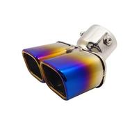 CRJIMX General Auto Terminale Scarico Rotondo Acciaio Inox 1 A 2 Doppio Tubo Modificato Guarnizione Posteriore(Blu)