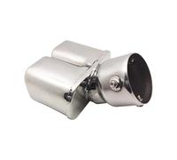 CRJIMX General Terminale Di Scarico Auto Rotondo Rame Doppio Acciaio Inox 1 A 2 Linea Posteriore Modificata(Argento)