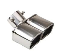 CRJIMX Gola Di Scarico Quadrata Doppio Tubo Da 2.5 Pollici Per Silenziatore Auto Gola Terminale In Acciaio Inox Per Ricambi Auto(Argento,Curvo)