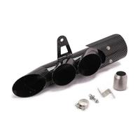 CRJIMX Kit Terminale Di Scarico Doppio A Due E Tre Uscite Per Moto Per Y&amaha YZF R6 Ecc Accessori Di Modifica Con Texture In Fibra Di Carbonio(Trama in fibra di carbonio,Tre buchi)