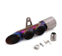 CRJIMX Kit Terminale Di Scarico Doppio A Due E Tre Uscite Per Moto Per Y&amaha YZF R6 Ecc Accessori Di Modifica Con Texture In Fibra Di Carbonio(Metà blu,Tre buchi)