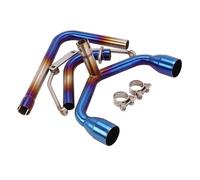 CRJIMX Per GROM MSX125 MSX 125 Terminale Di Scarico Doppio Slip-On Per Moto Escape Moto Tube Silenziatore Modificato Attacco Anteriore Raccordo Intermedio(Blu)