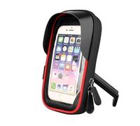 CRJIMX Supporto Telefono Bici Impermeabile 360° Rotabile Touchscreen Cerniera Borsa Manubrio Visiera Pioggia Moto Scooter(ROSSO,Rearview Mirror)