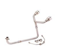 CRJIMX Terminale Di Scarico Doppio Slip-On Per Moto Escape Moto Tube Silenziatore Modificato Attacco Anteriore Raccordo Intermedio Per GROM MSX125 MSX 125(Argento)
